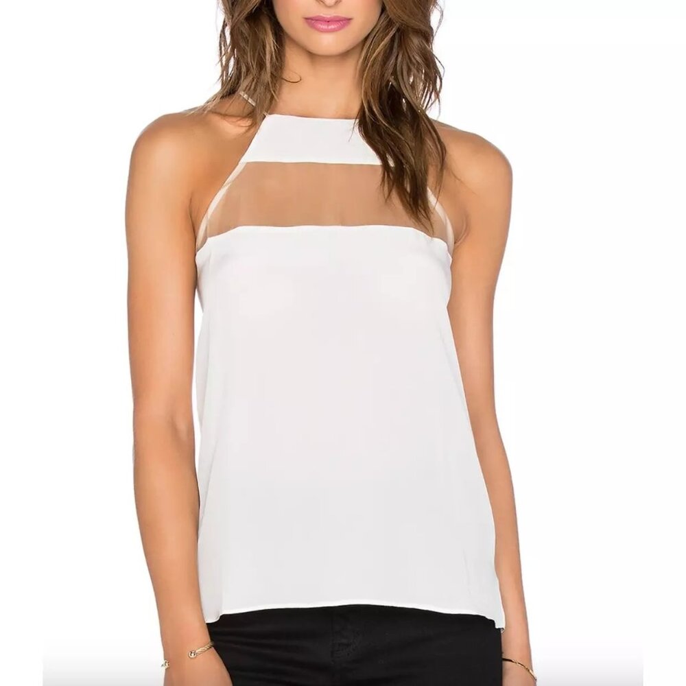 NWT Cami NYC The High Top White Mesh Silk Crisscross Tank